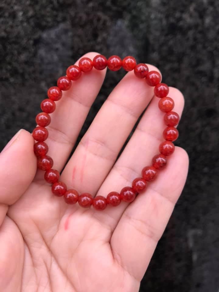 [HCM]VÒNG TAY ĐÁ MÃ NÃO VÂN RỒNG ĐỎ 6LY