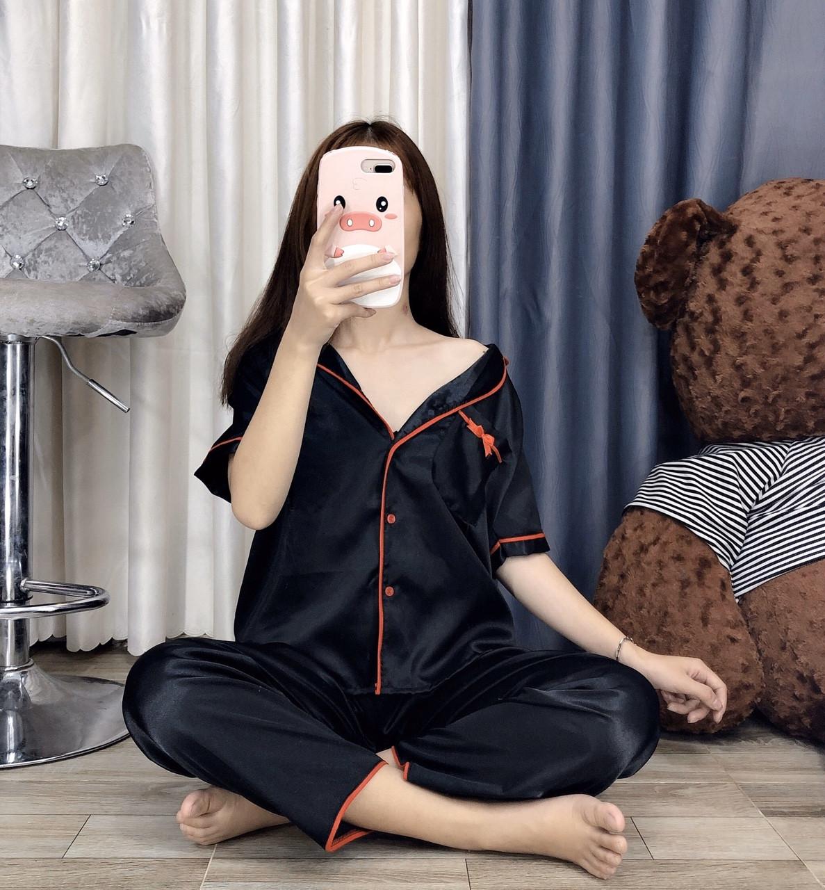 Đồ bộ pijama tay lỡ mặc nhà phi lụa lọa 1 hình thật