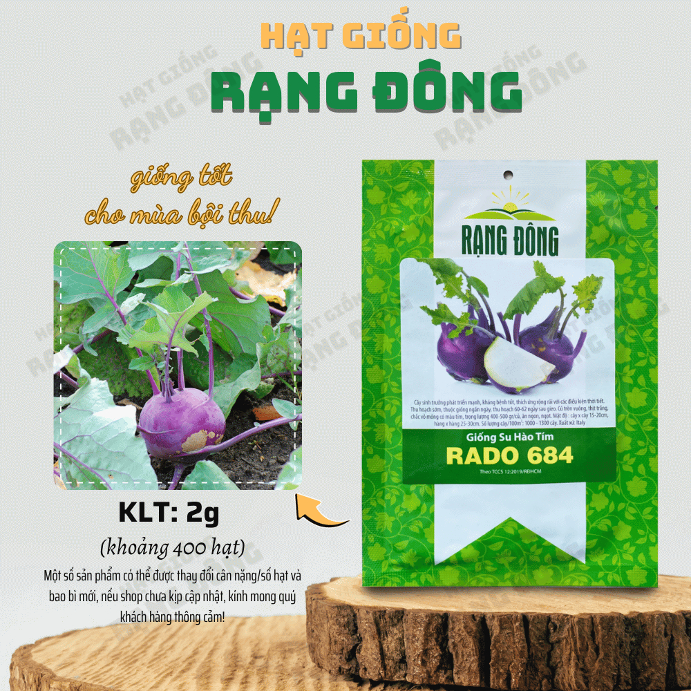 Hạt giống Su Hào Tím 684 (2g~400 hạt) trồng quanh năm, dẽ chăm sóc, năng suất cao - Hạt giống Rạng Đông