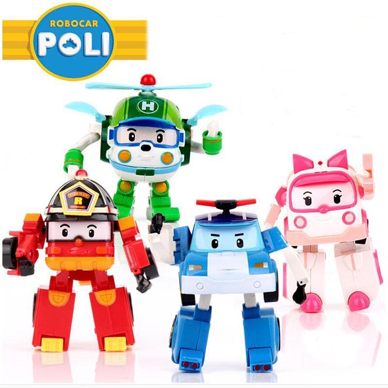 Đồ chơi hộp 4 nhân vật biệt đội robocar poli biến hình thành ô tô và robot