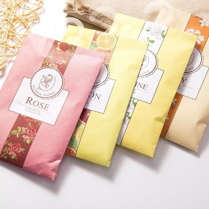 Túi thơm thảo mộc mini treo phòng ngủ - gói thơm mini treo tủ quần áo, túi thơm thảo mộc có móc treo tủ quần áo
