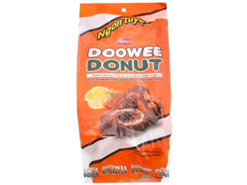 Bánh Doowee Donut Phủ Sôcôla Nhân Mứt Cam (Gói 12 cái)