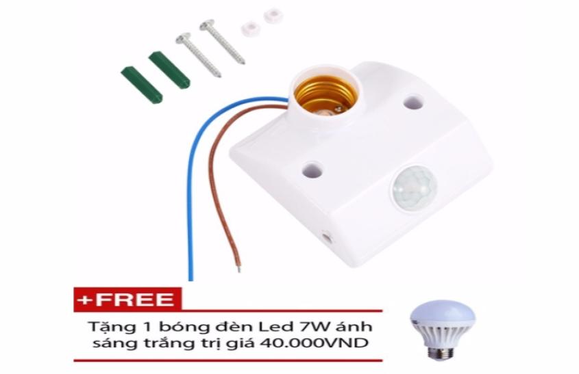 Đui đèn cảm ứng chuyển động 2 nút chỉnh LUX + kèm bóng led ZS02