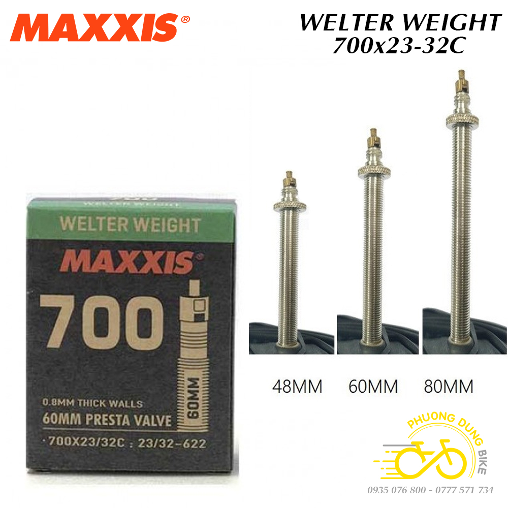 Ruột xe đạp siêu nhẹ maxxis welter weight 700x23-32c van pháp - van xe đạp