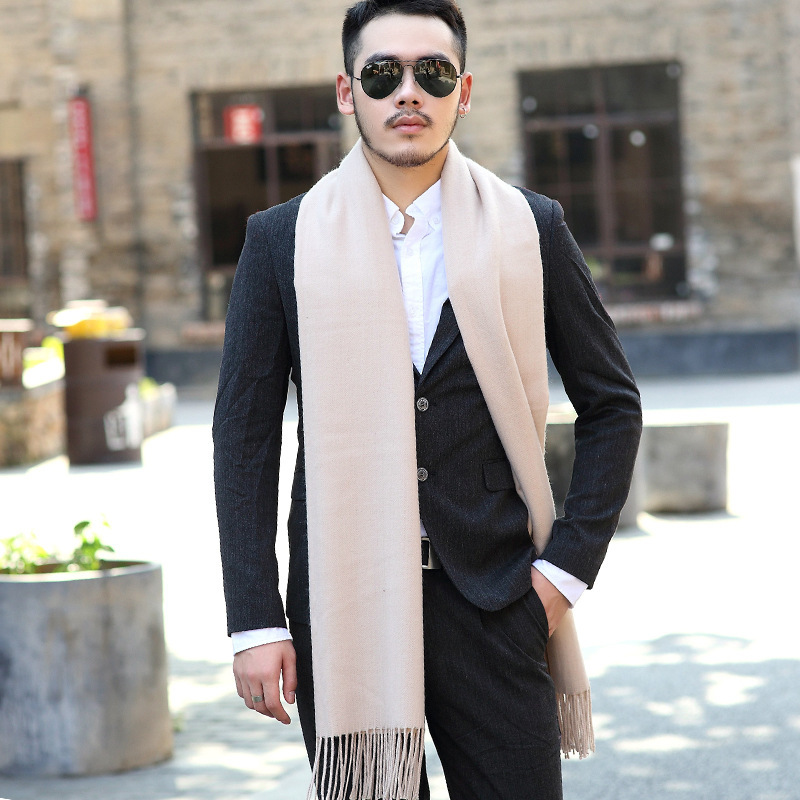Khăn quàng cổ nam khăn quàng cổ giả cashmere màu trơn phong cách hàn quốc mùa thu đông khăn choàng đa năng giữ ấm dài kết hợp nhiều màu