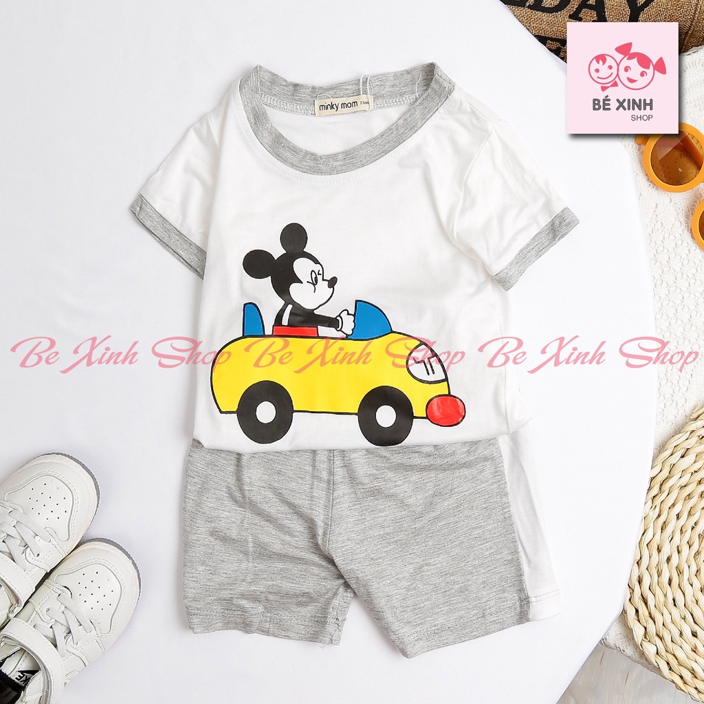 [SIÊU XẢ HÀNG] Bộ Cộc Tay Quần Áo Bé Trai Bé Gái Minky Mom BX45 Bộ Mặc Nhà Cho Bé Gái Trai Quần Áo Trẻ Em Thun Lạnh MICKEY - Bé Xinh Shop