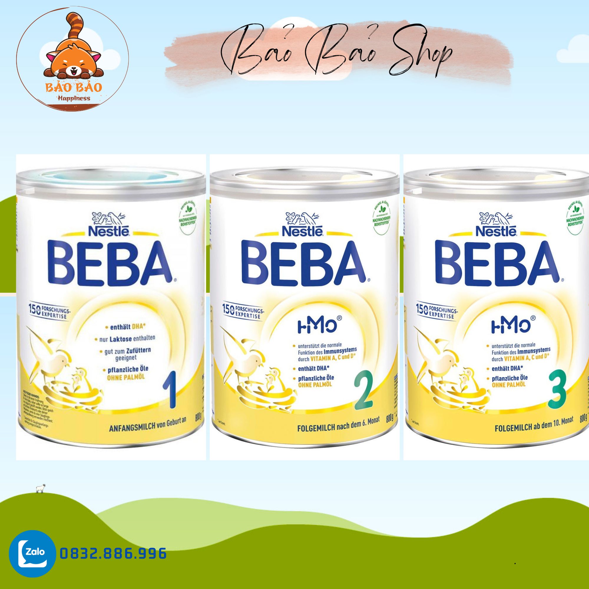 Sữa Beba Nội địa Đức 800g đủ số 1 2 3 1+ 2+ (Date mới đủ bill)
