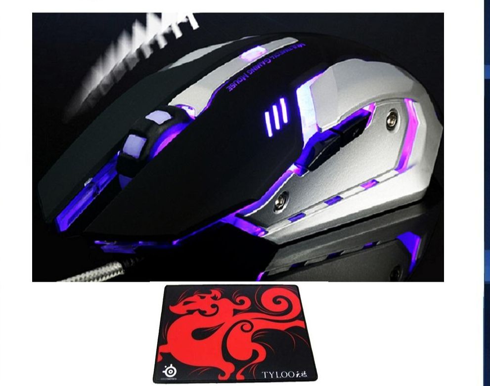 Chuột chuyên game 6D dây dù - LED 7 màu EWEADN T02 Wired 2400DPI + Tặng Lót Chuột