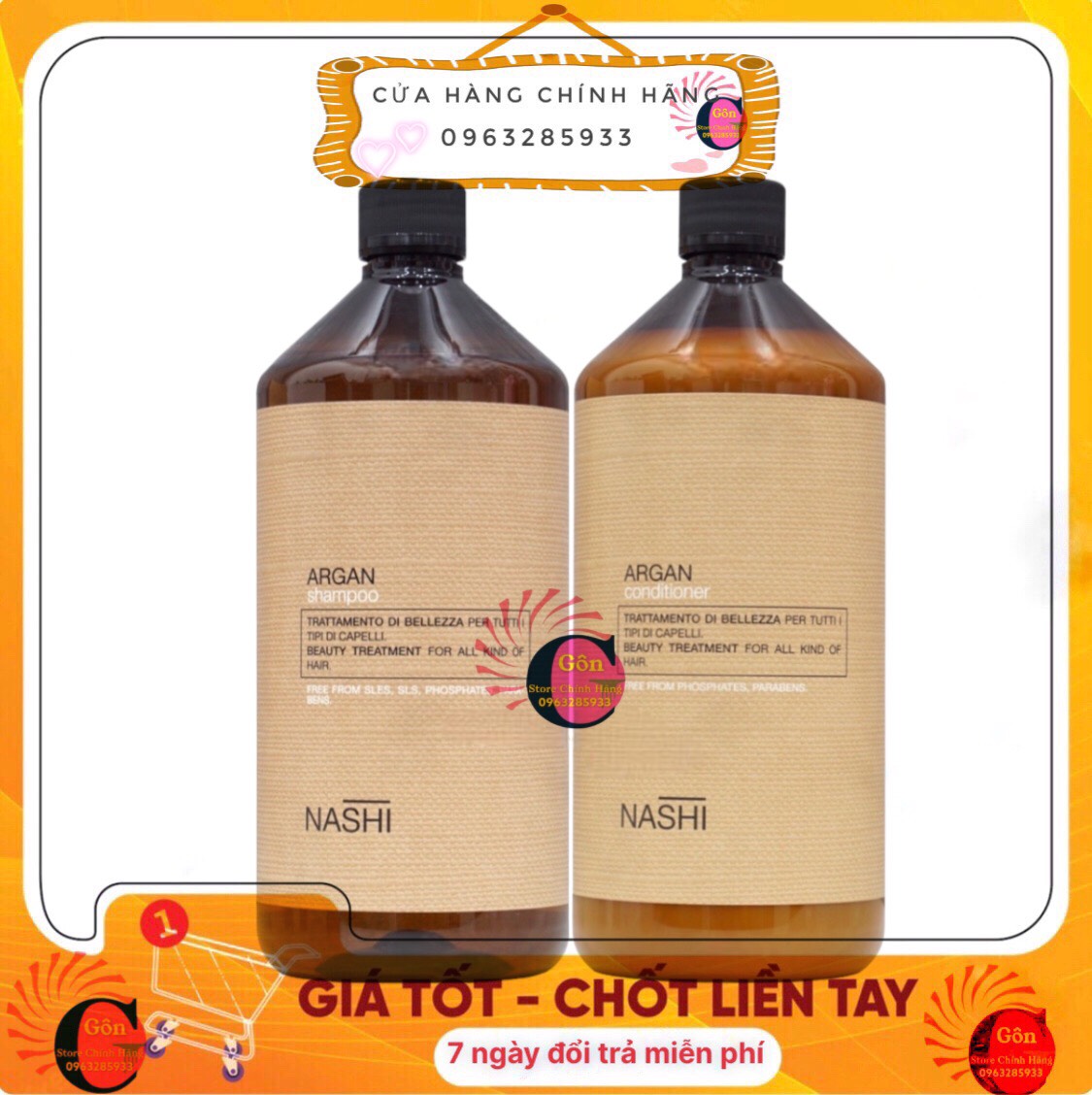 DẦU GỘI XẢ PHỤC HỒI CHO MỌI LOẠI TÓC NASHI ARGAN CLASSIC 1000ML X 2
