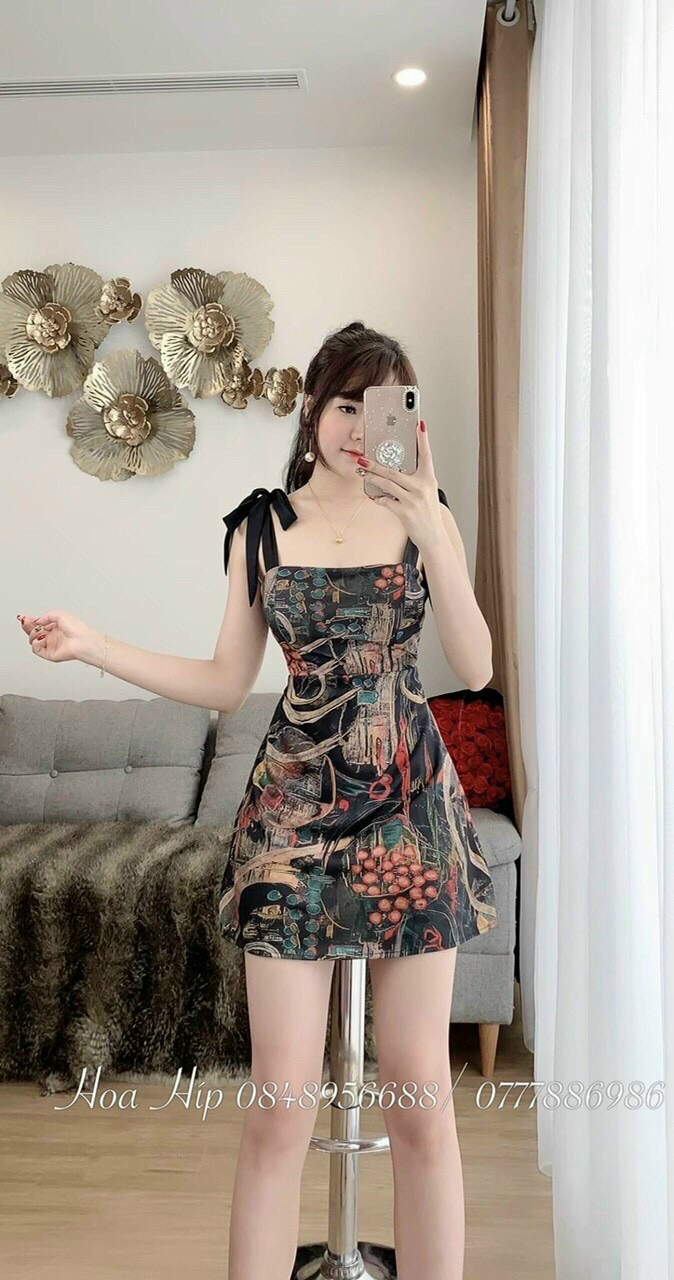 [HCM]ĐẦM BODY 2 DÂY IN HOA VĂN CỰC SANG CHẢNH