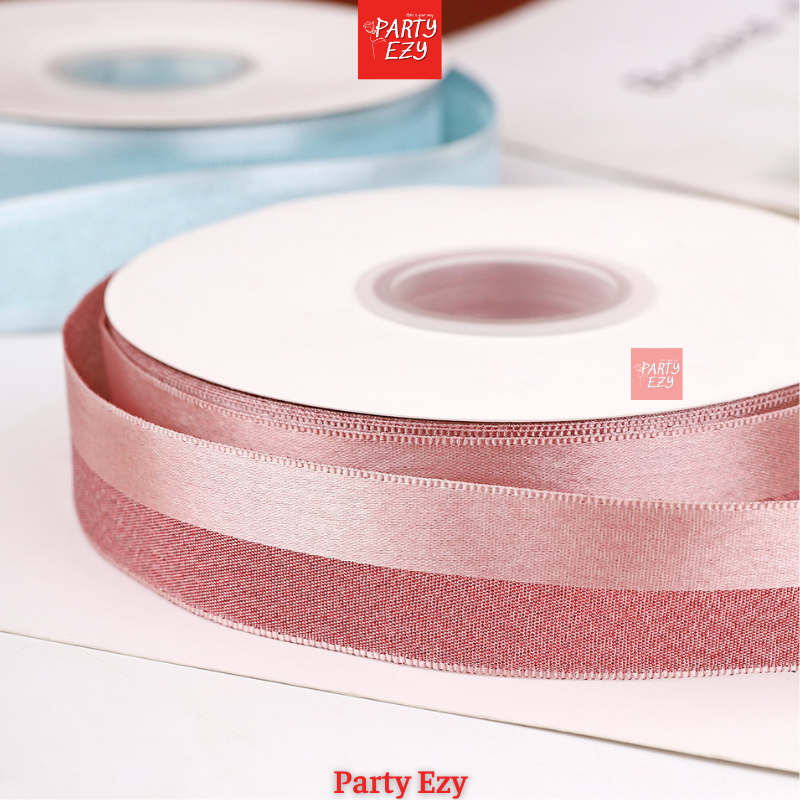 RUY BĂNG SỌC REN PHỐI SATIN 2 MẶT SIZE 2,5CM