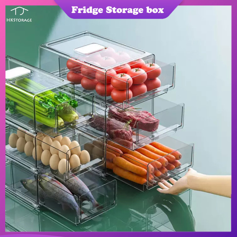 Hộp Tủ Lạnh Ngăn Kéo HKStorae, Hộp Đựng Tủ Lạnh Xếp Chồng Cho Thú Cưng, Hộp Đựng Thức Ăn Tủ Lạnh Nhà Bếp Hộp Đựng Thức Ăn Trứng Tủ Lạnh