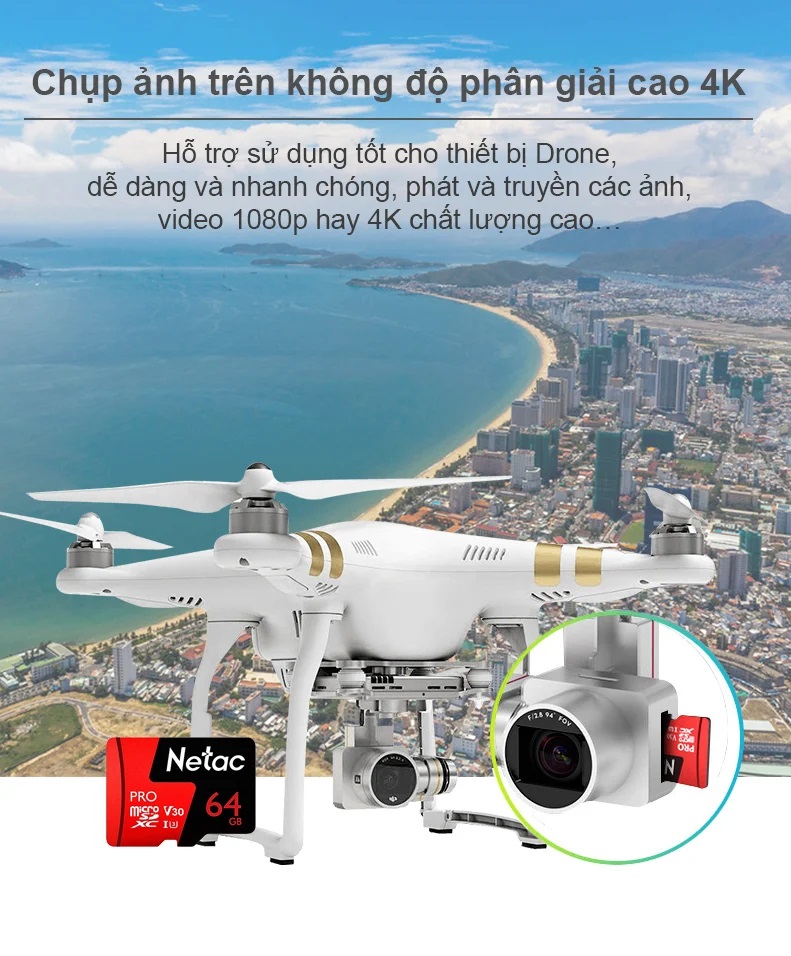 Thẻ nhớ MicroSD 64Gb Netac U3 Pro 108Mb/s
