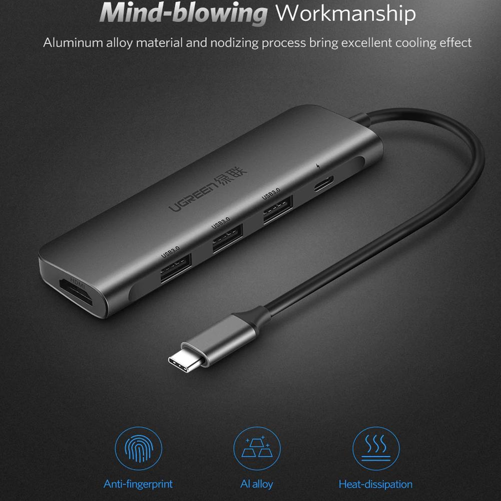 Cáp USB Type C to HDMI,USB C, USB 3.0 chia 3 cổng Ugreen 50209