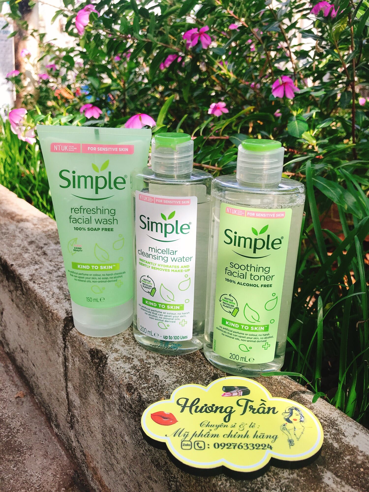 Combo sữa rửa mặt - toner - tẩy trang Simple