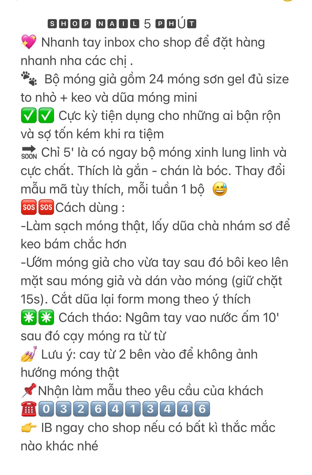 Bộ 24 móng tay giả thiết kế kèm keo