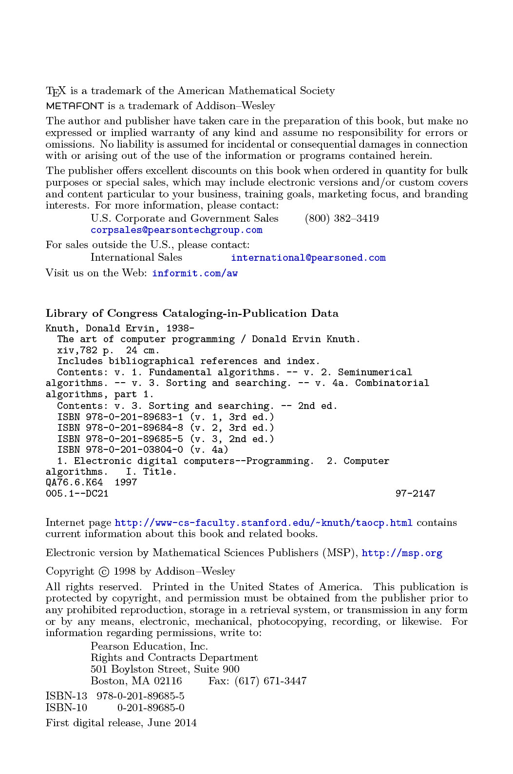 sách The Art of Computer Programming Volume 3 Sorting and Searching