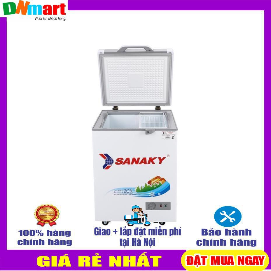 [Trả góp 0%]Tủ đông Sanaky 100 lít VH-1599HYKD