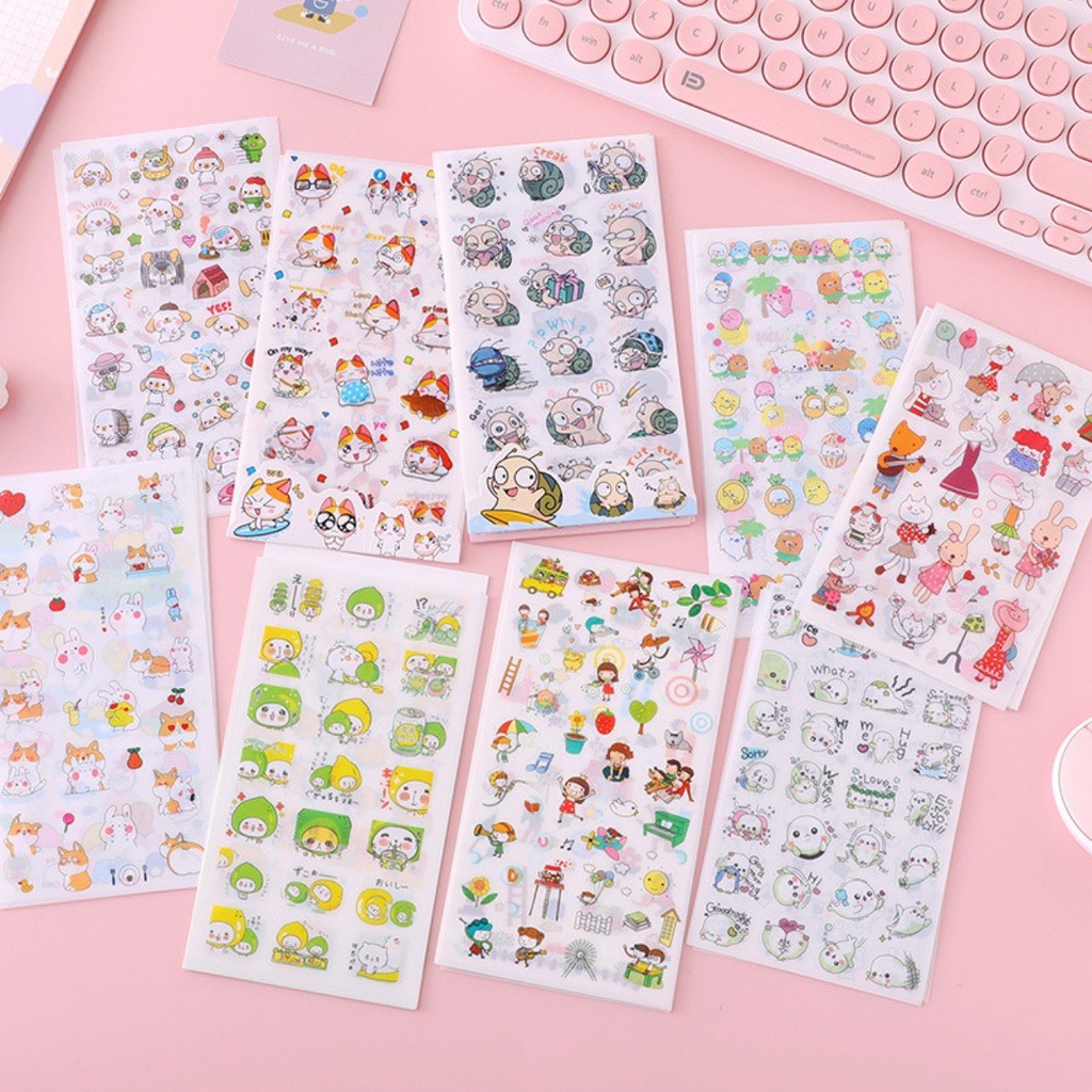 Bộ 6 tấm sticker Heo hồng, trái đào
