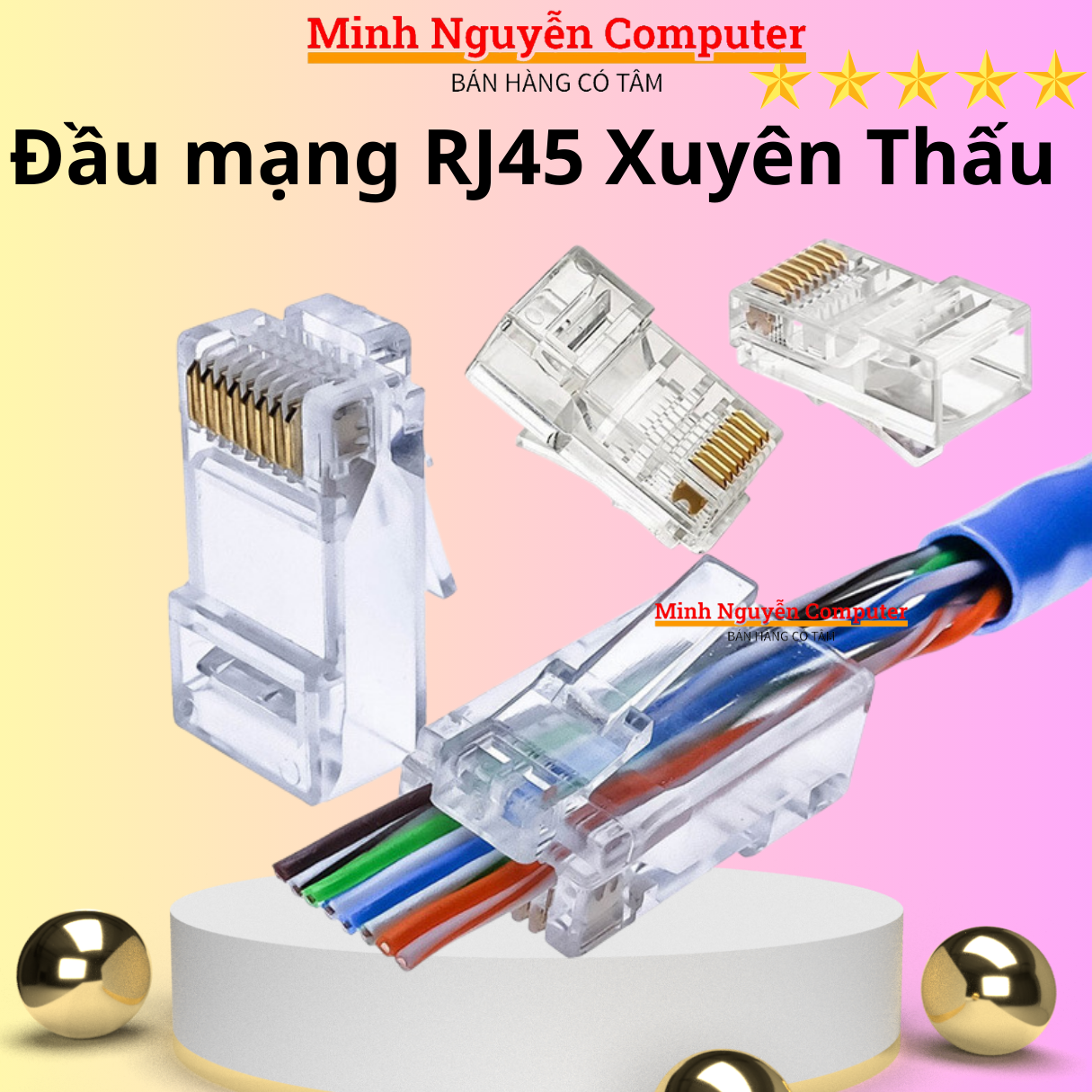 Hạt đầu mạng RJ45 xuyên thấu NITSUMI - Dùng bấm đầu cho dây mạng cat5 cat5E Cat6 Cat6E