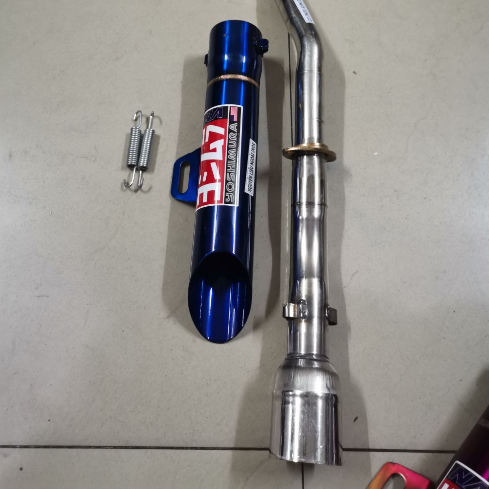 pô xe máy. pô toke inox không nỉ full cổ cho sirius rc xăng ( màu xanh)