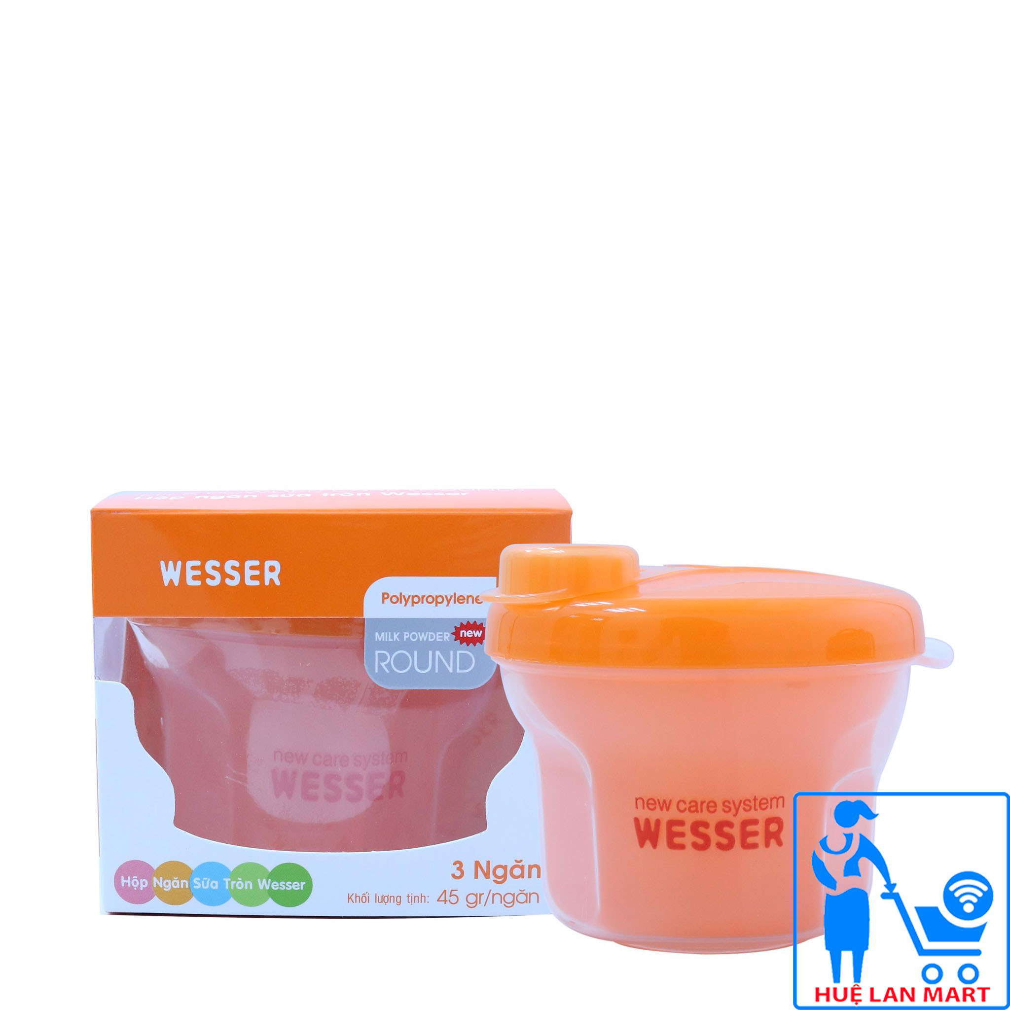 Hộp ngăn sữa tròn wesser 3 ngăn x 45g