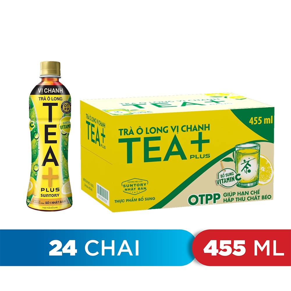 [Siêu thị WinMart] - Thùng 24 chai trà ô long Tea Plus vị chanh 455ml