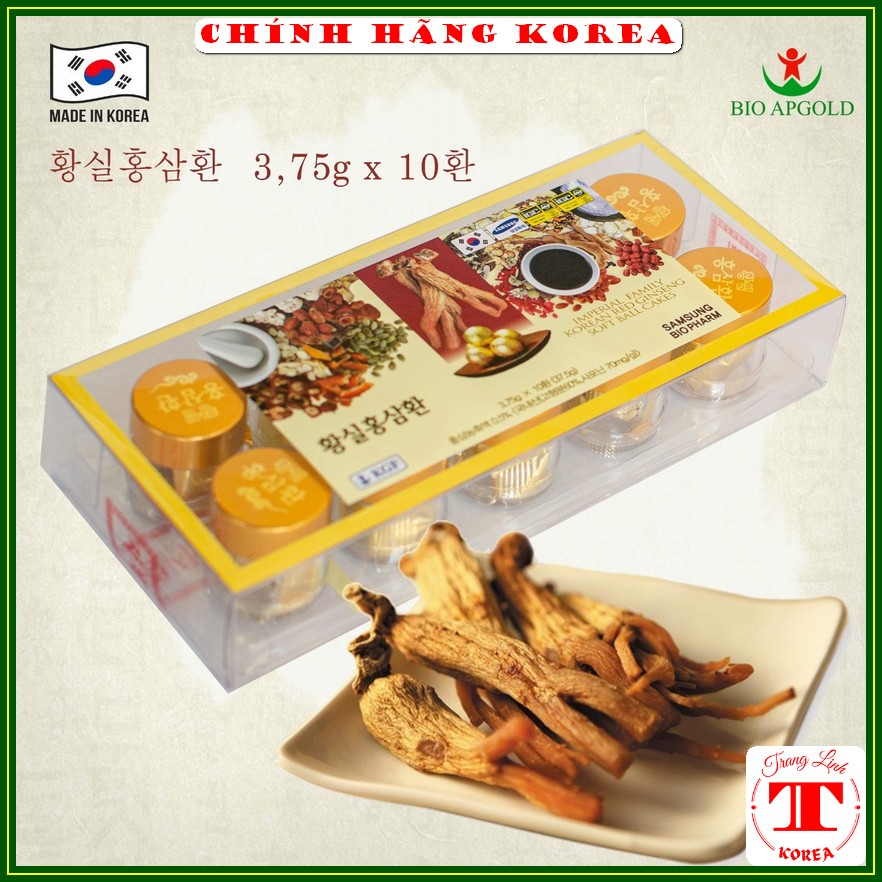 Viên hồng sâm hàn quốc chính hãng, hộp 10 viên - Viên hoàn sâm Kanghwa tăng đề kháng, phòng tiền đình, đột khụy - tranglinhkorea