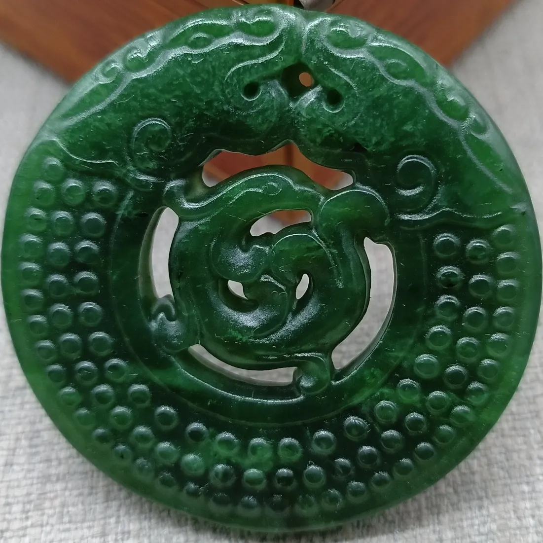 Natural Hetian Jade Green White Jade Double sided Hollow Kylin Gives Precious Jade Pendant Male and Female Jade Necklace Pendant Jade Pendant