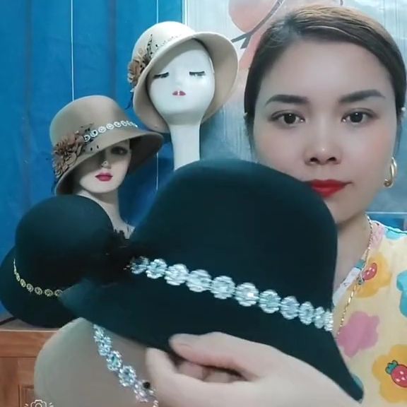 Mũ Ép Dạ Nỉ Tiểu Thư Nơ Hoa