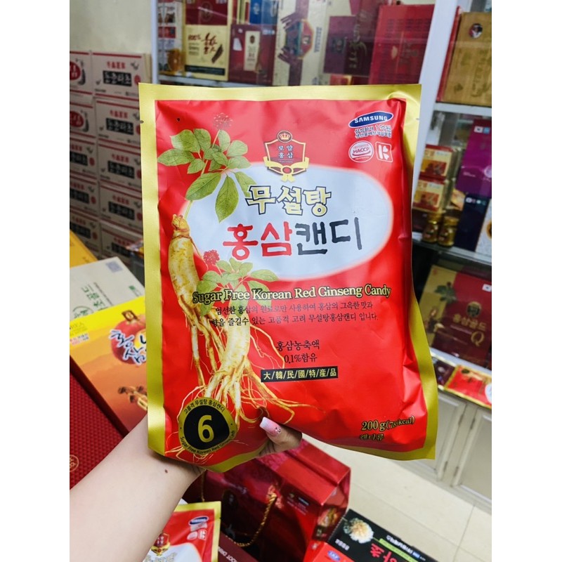 Kẹo Sâm Không Đường Hàn Quốc, Túi 200Gr