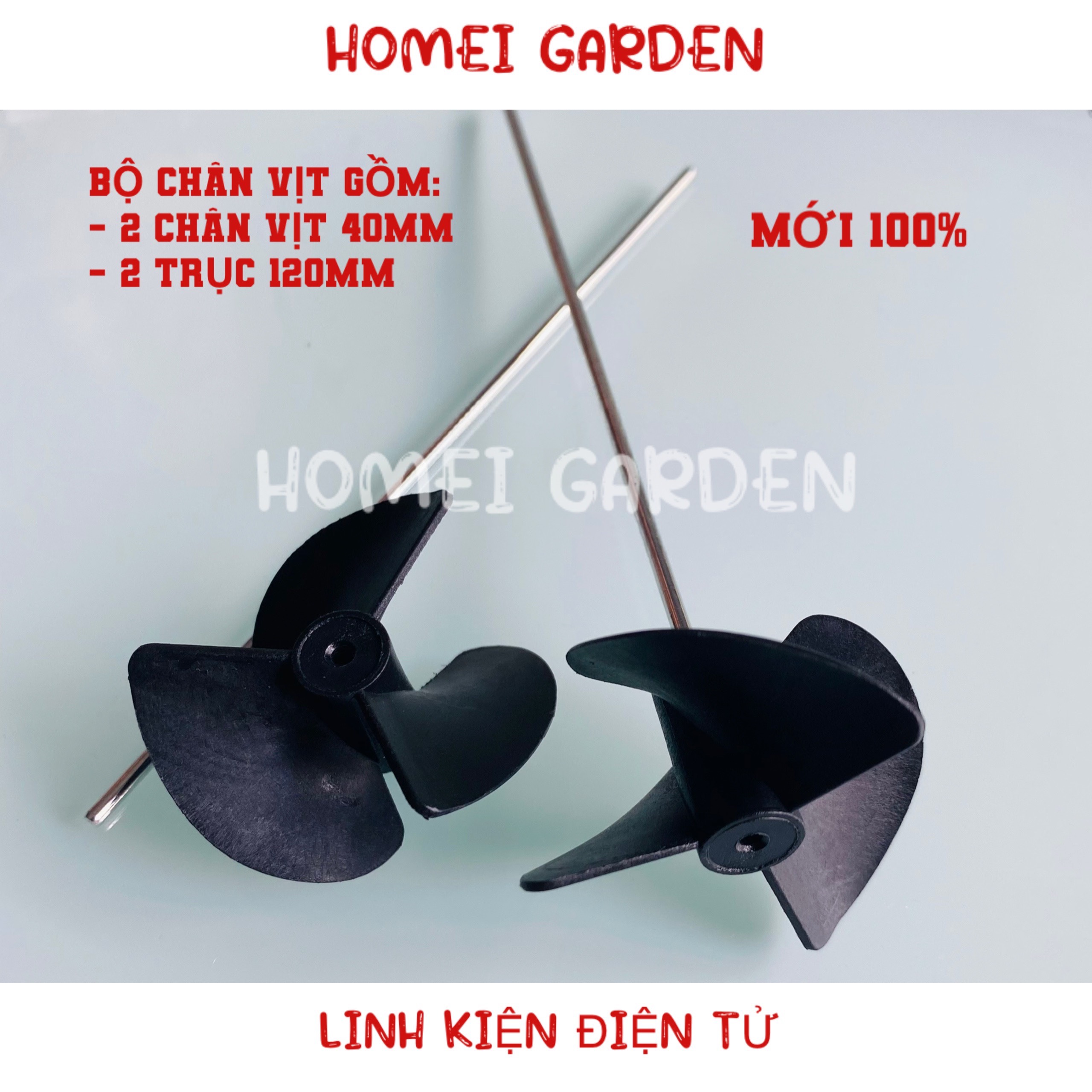 Bộ 2 chân vịt 40mm 3 cánh kèm 2 trục 120mm chế thuyền diy