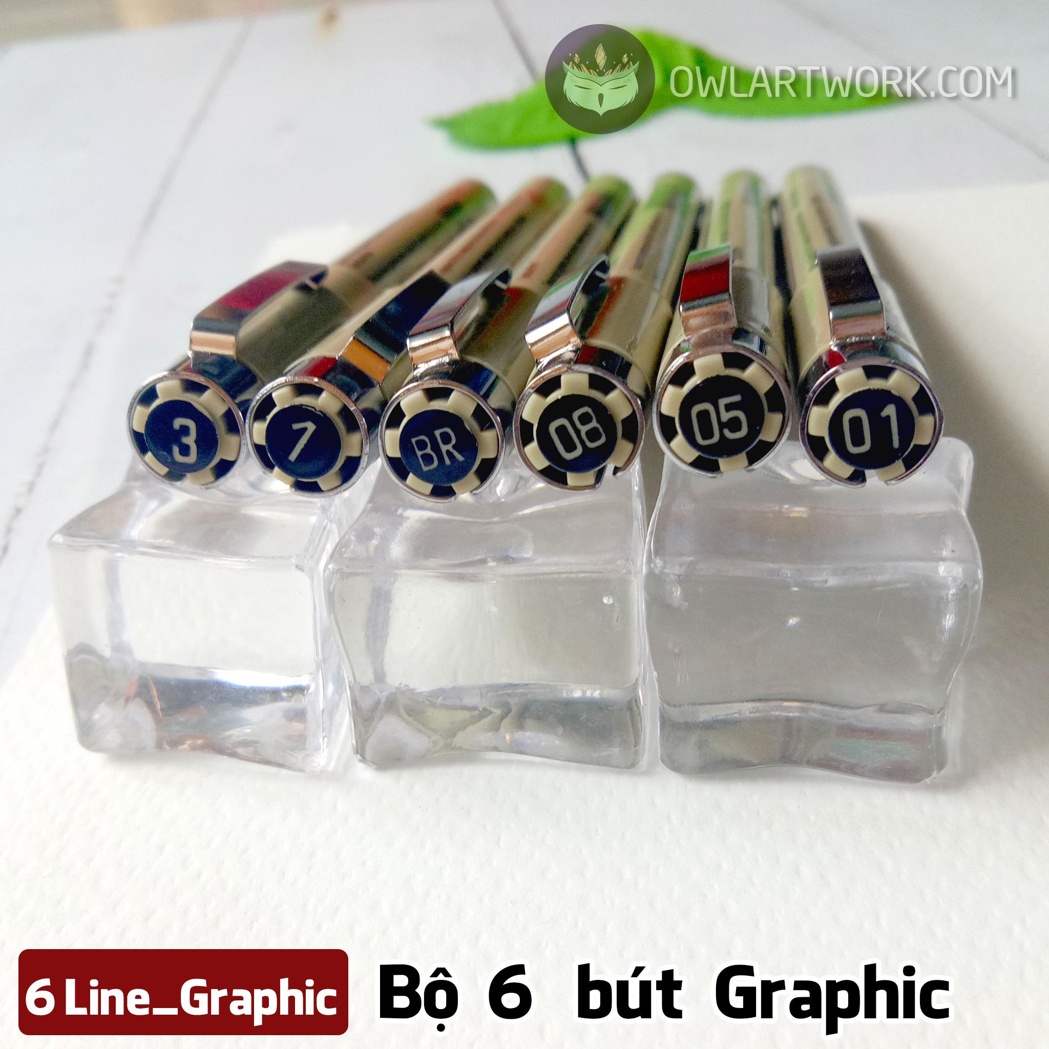 [HCM]Bộ 6 Bút Vẽ Đi Nét Minh Họa (Graphic) Sakura Micron