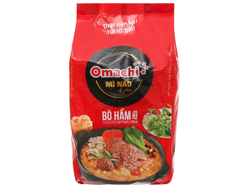 Mì omachi vị bò hầm 100g nấu 4 phút -lốc 10 gói