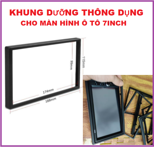Mặt dưỡng lắp màn hình ô tô kích thước phổ thông, Mặt Dưỡng Lắp Màn Hình 7" kích thước phổ thông cho ô tô - nẹp viền màn hình android, đầu màn hình 7 inch. Khung dưỡng thông dụng cho màn 7inch MP5,màn 2 DIN.