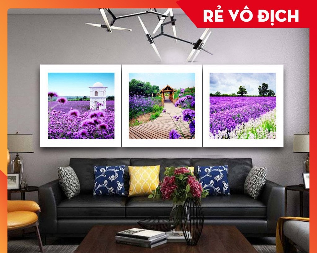 tranh đính đá CÁNH ĐỒNG HOA OẢI HƯƠNG VS139 kích thước 136X46cm