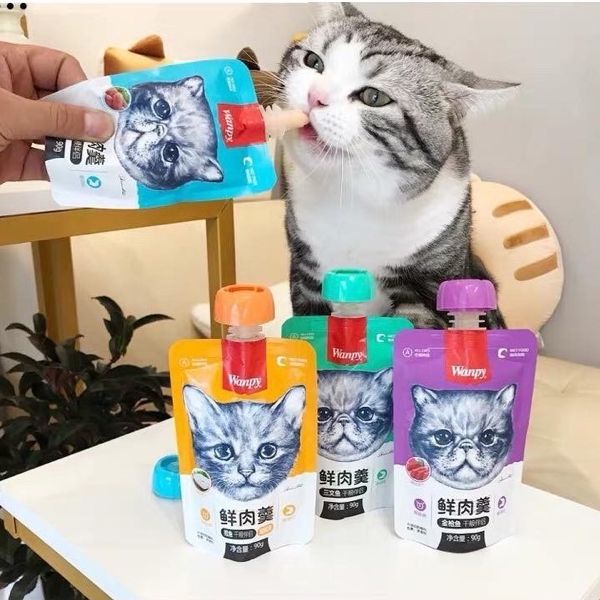 Súp Thưởng Cho Mèo Wanpy Nắp Vặn, Túi 90g