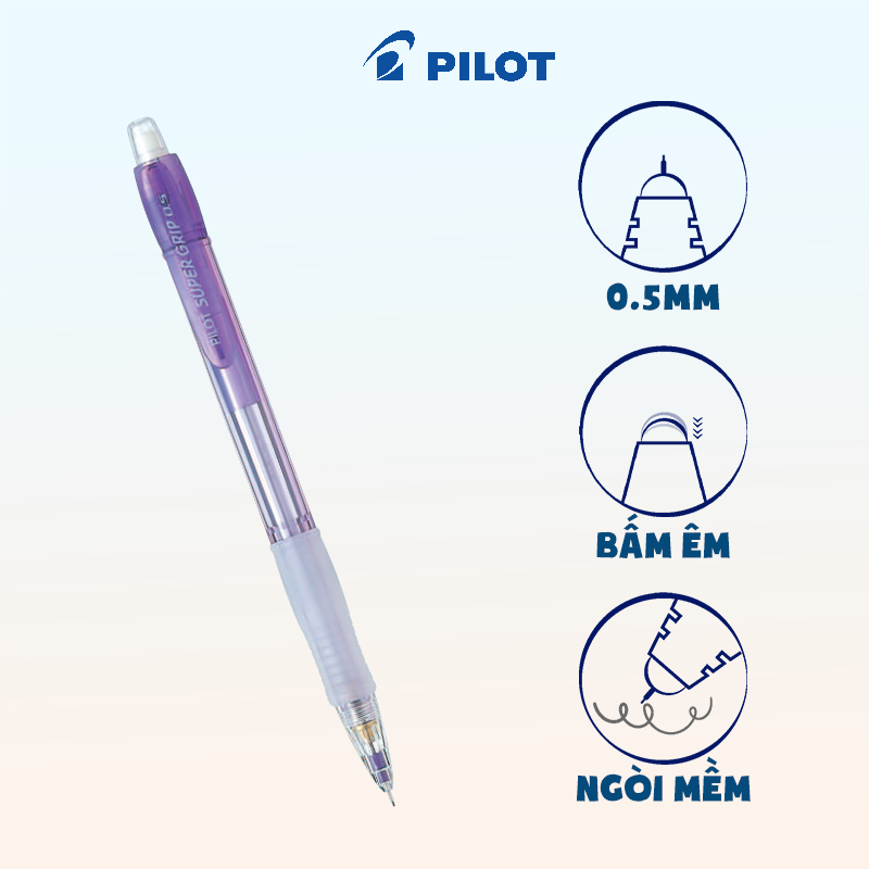 Bút chì bấm Pilot Super Grip Neon H-185 ngòi 0.5mm