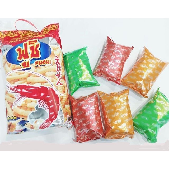 Bim Bim Tôm Khổng Lồ FUCHI Thái Lan 600g - Snack Tôm Đại Bản Siêu Giòn Cay Khay 6 Gói Nhỏ Đồ Ăn Vặt Hot Trend Nội Địa