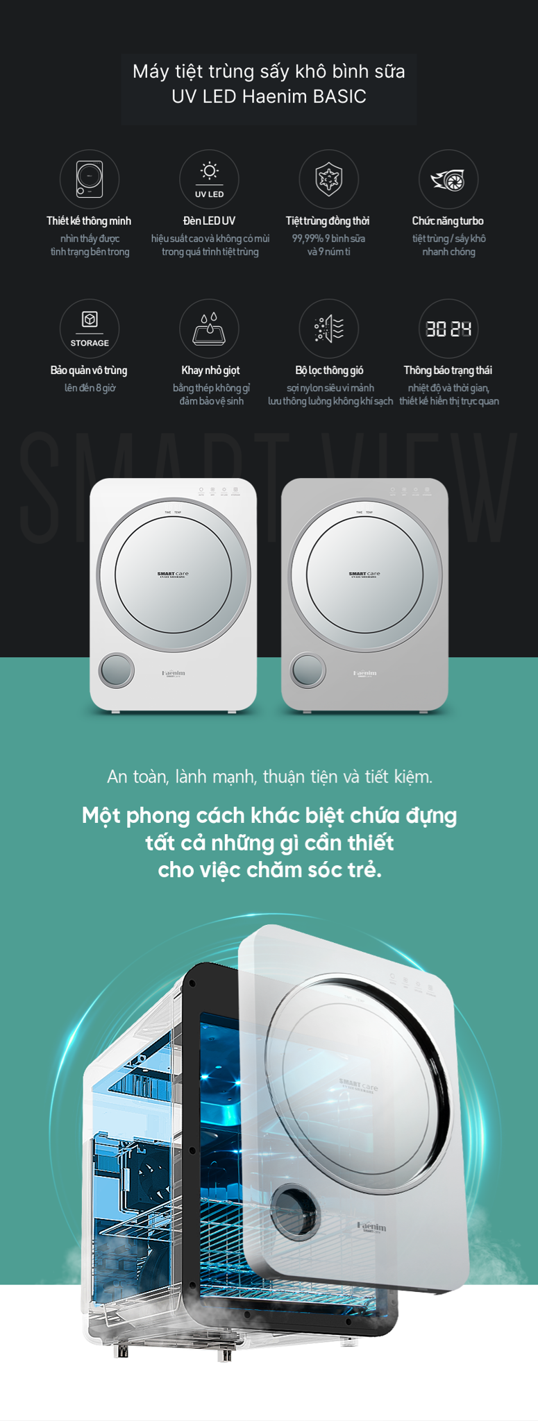 Máy tiệt trùng sấy khô bình sữa UV LED, Haenim BASIC (Haenim 3G LED)