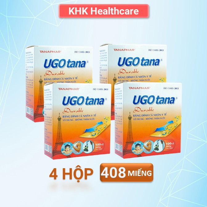 Bộ 4 hộp băng keo cá nhân Ugotana chăm sóc chấn thương sản xuất tại Việt Nam