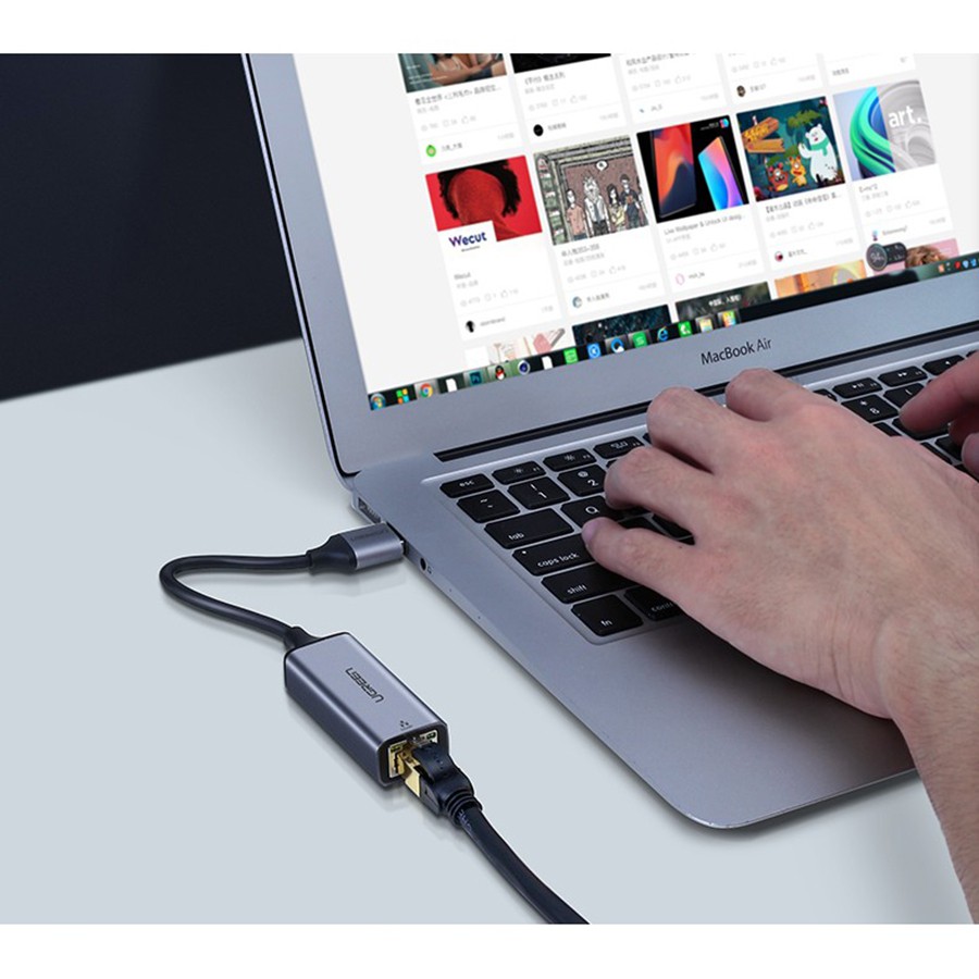 Cáp chuyển USB 3.0 sang Lan RJ45 Ugreen 50922 tốc độ Gigabit  - HapuStore
