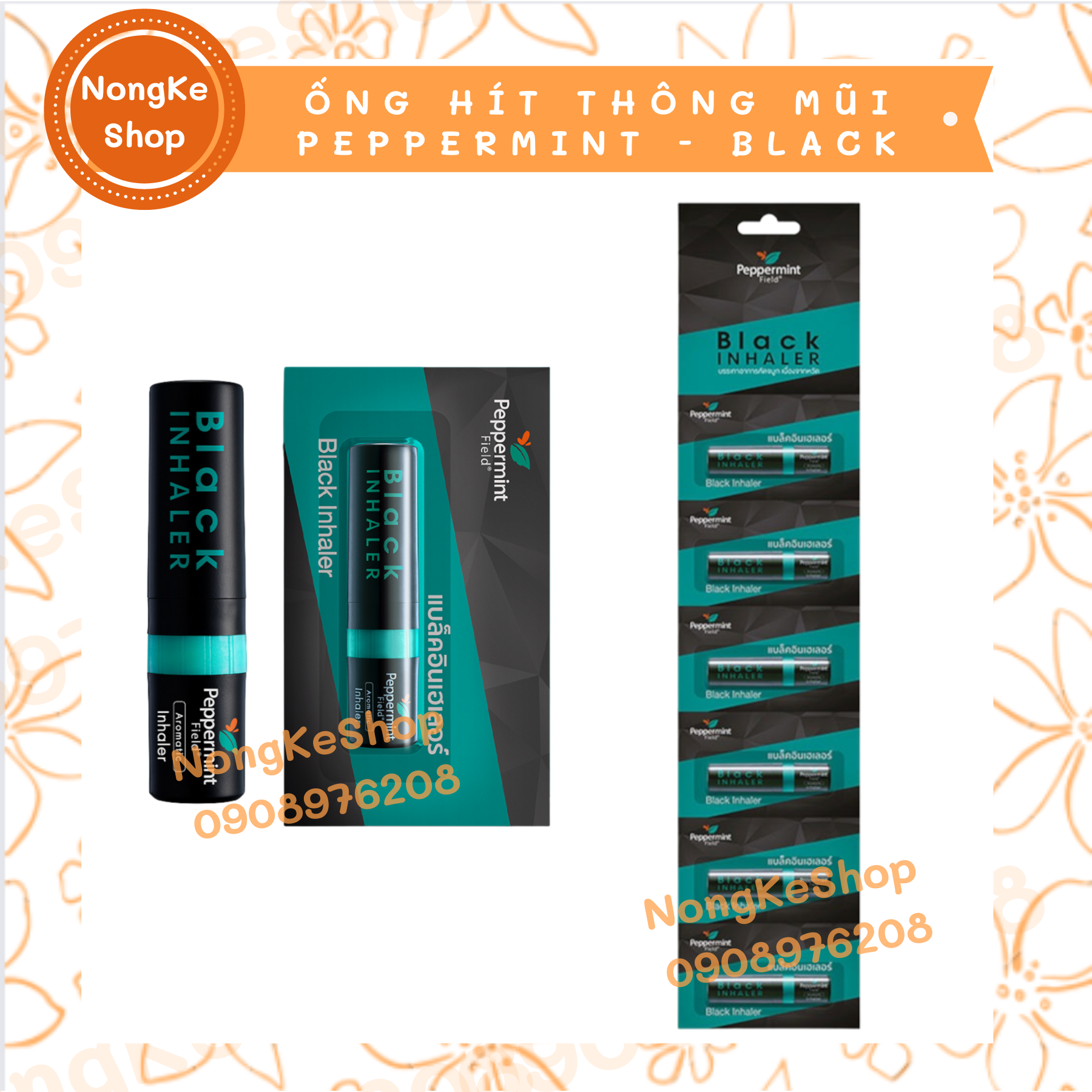 ỐNG HÍT THÔNG MŨI PEPPERMINT FIELD BLACK THÁI LAN