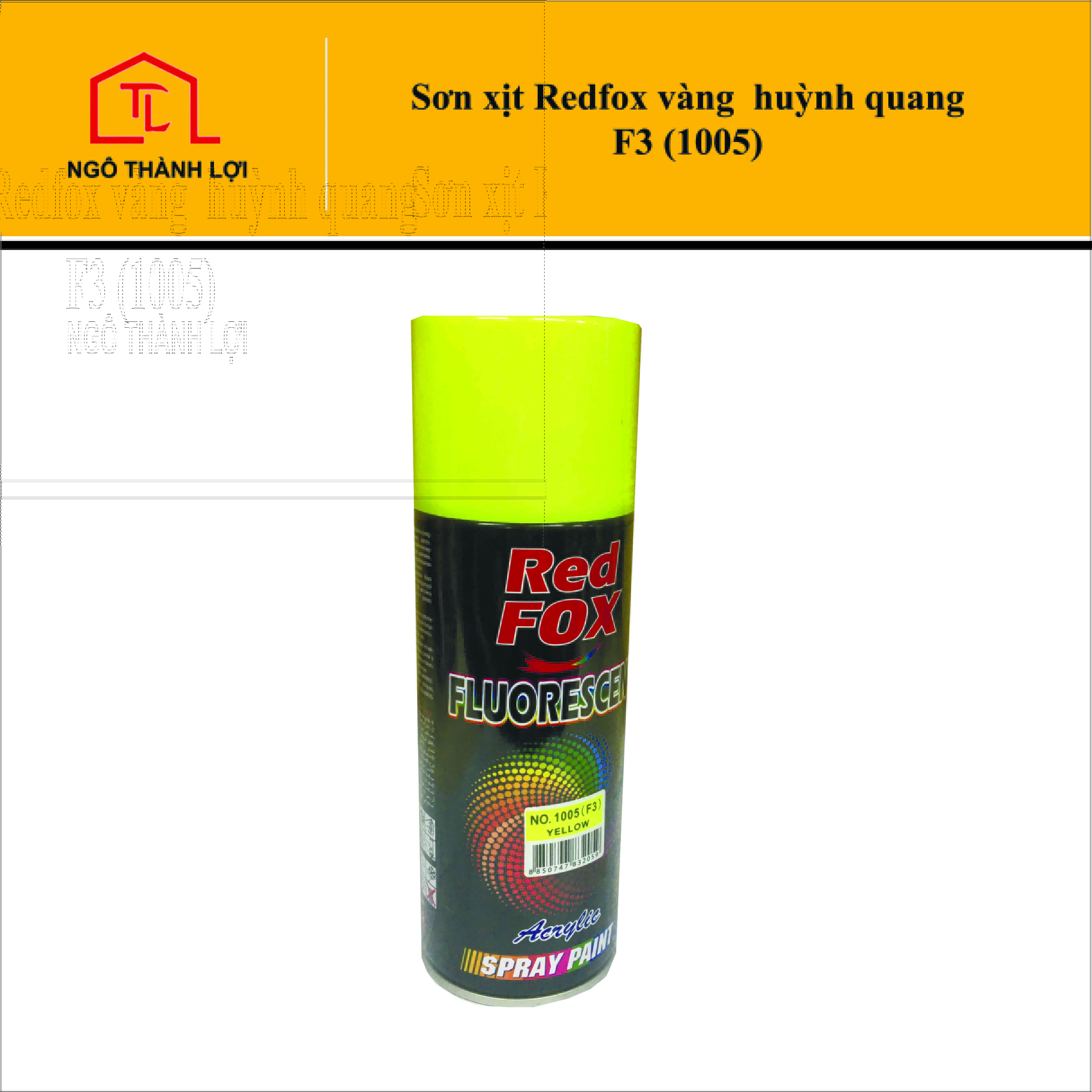 Sơn xịt huỳnh quang Redfox vàng F3, hồng F6 - Sơn xịt phản quang