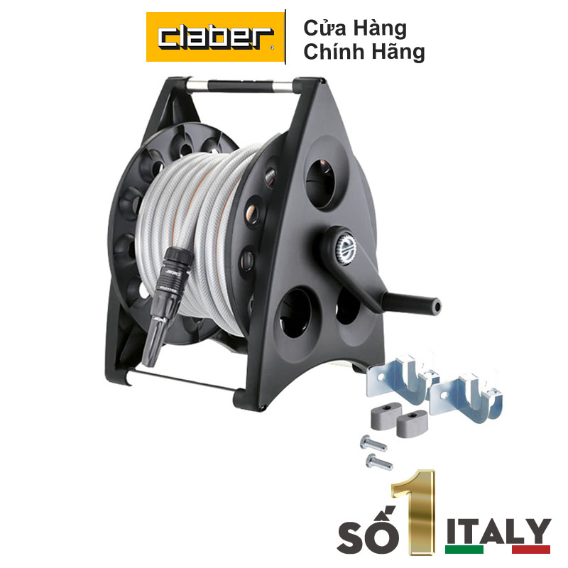 BỘ VÒI TƯỚI CÂY CLABER KIROS KIT 8945, 20 Mét Ống 16mm, Móc Treo Tường, Vòi Tưới 2 Chế Độ, 4 Khớp Nối Nhanh, 1 Đầu Nối Vòi Nước, tặng thêm vòi cao cấp ngoài 1 vòi có sẵn trong bộ cuộn