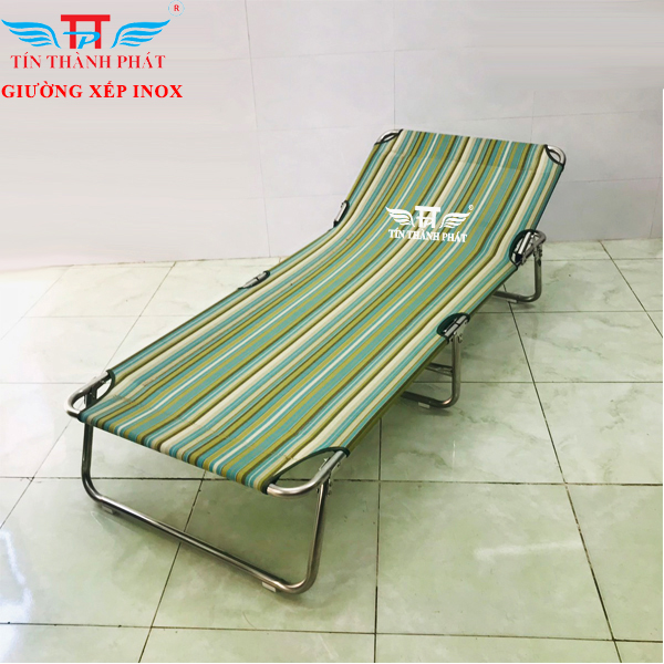 Giường xếp Inox Tín Thành Phát – Vải giường thoáng mát, gấp gọn tiện lợi, dễ dàng vệ sinh không thấm nước