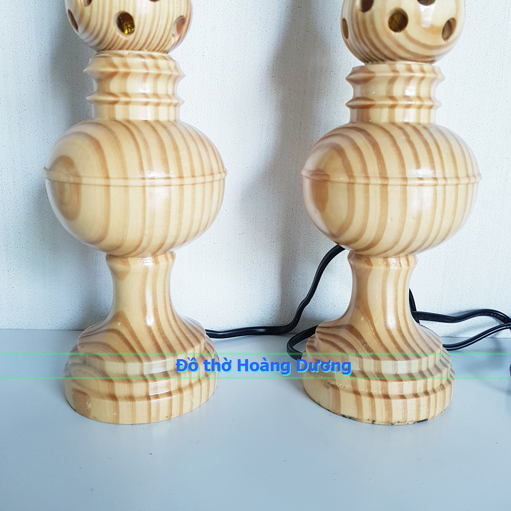 Đèn thờ gỗ cao 30cm - Đèn trang trí bàn thờ