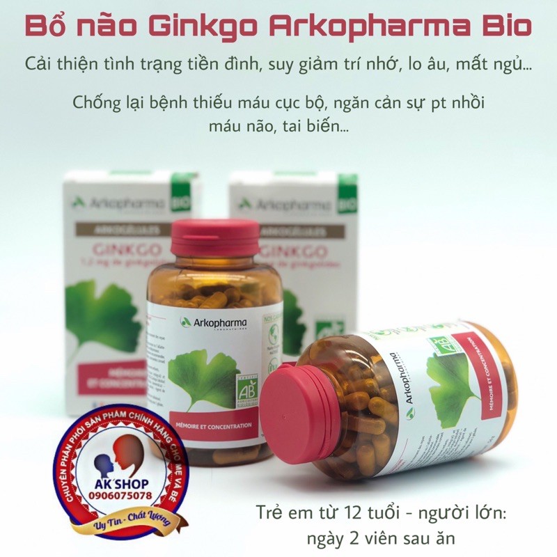 Bổ Não Ginkgo Arkopharma Pháp Hàng