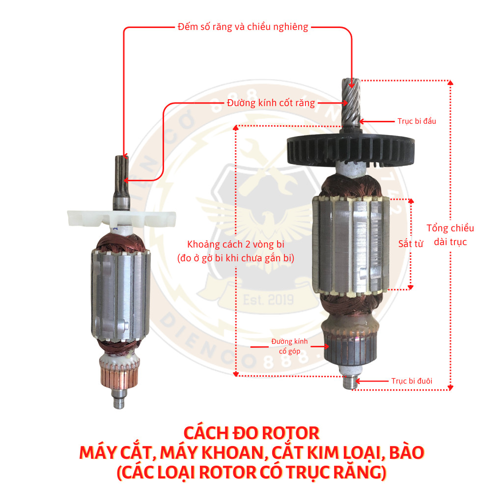 Rotor máy đục DCA AZG05-6 6 Răng 220V - Tặng chổi than