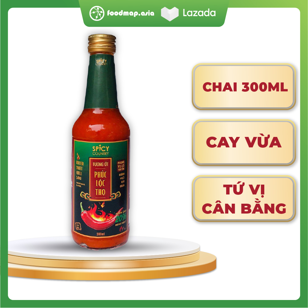 Tương Ớt Sạch Phúc Lộc Thọ Spicy Country Vị Cay Vừa, Đậm Đà - Chai 300ml - Foodmap